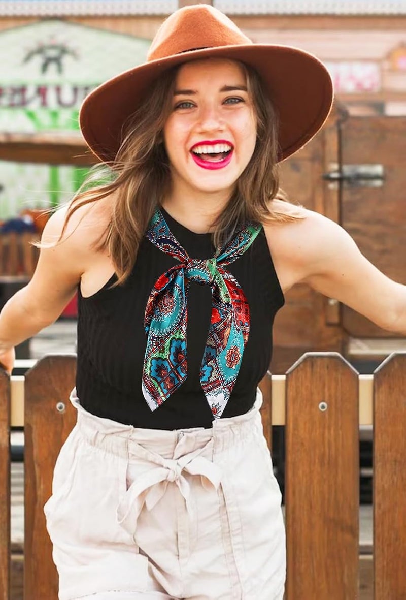 GERINLY 35 Inch Wild Rag Cowboy Scarves for Men, Large Rancher Neckerchief Silk Feel, Oversize Western Bandana - Image 5